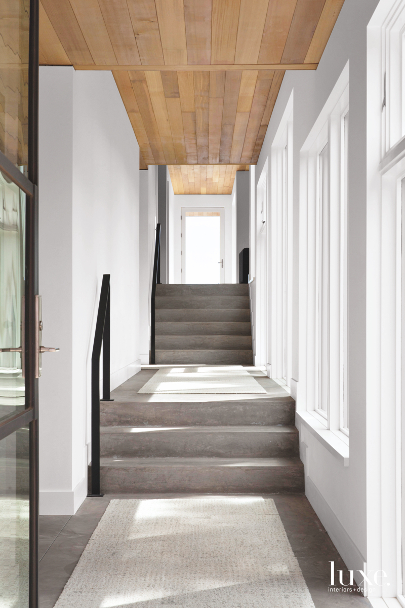 contemporary stairway neutral gray