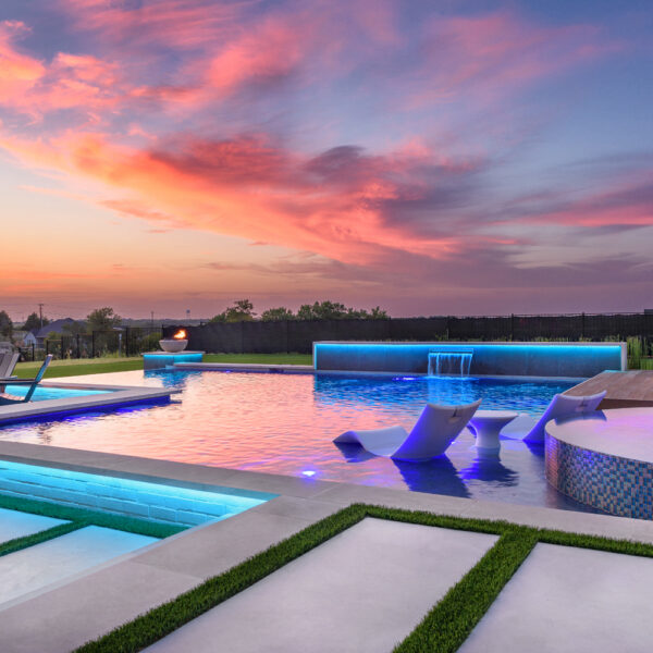 sunset view in texas, backyards and pools texas
