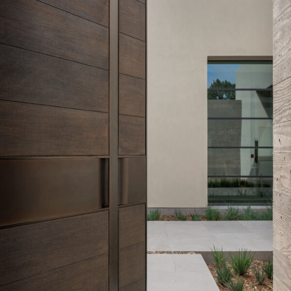 Custom Bronze Quartz Door. Design by Lucas Interior. Contactor, Hill Construction.