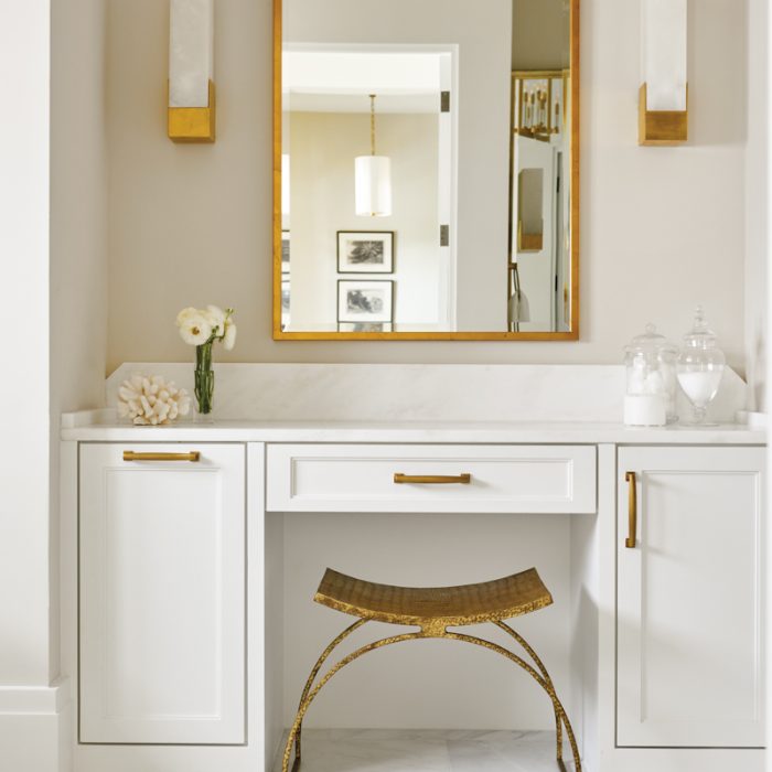 transitional white bathroom gold accents