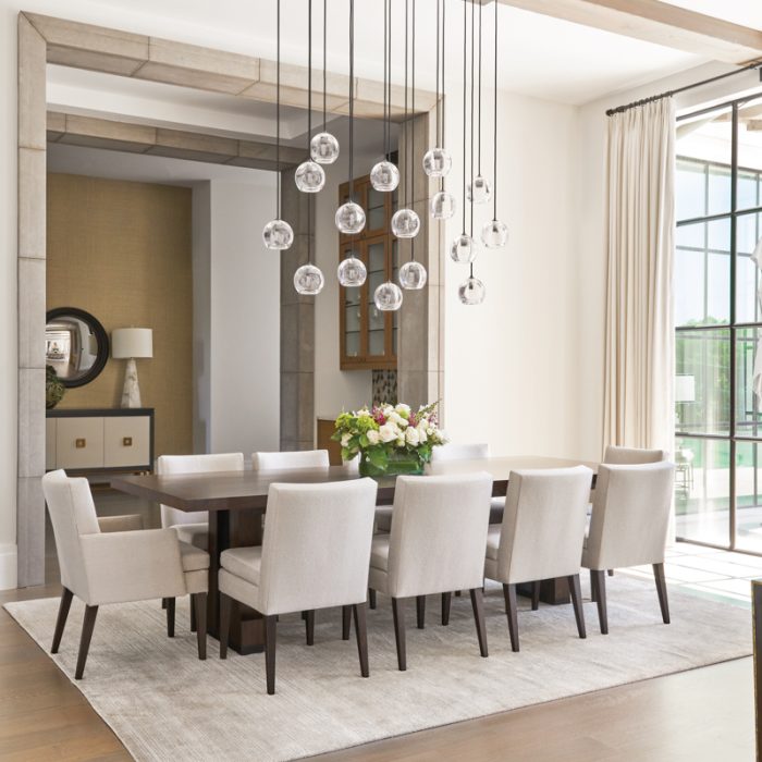 transitional neutral dining room chandelier
