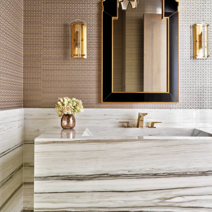 transitional neutral bathroom gold accents