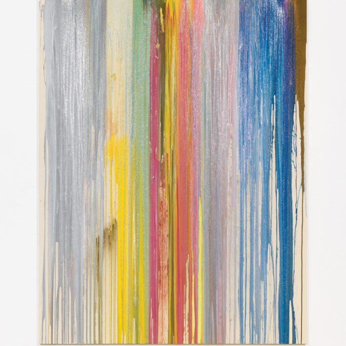 streaks of paint run together in this art piece for the Aspen Art Museum
