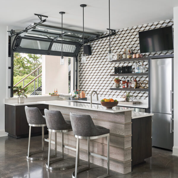 How To Do Neutrals With A Dash Of Whimsy, As Seen In This Seattle Home mosaic hawthorne albescent tiles gray kitchen