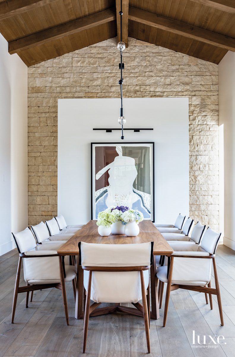 dining room with hansen & son chairs flexform table