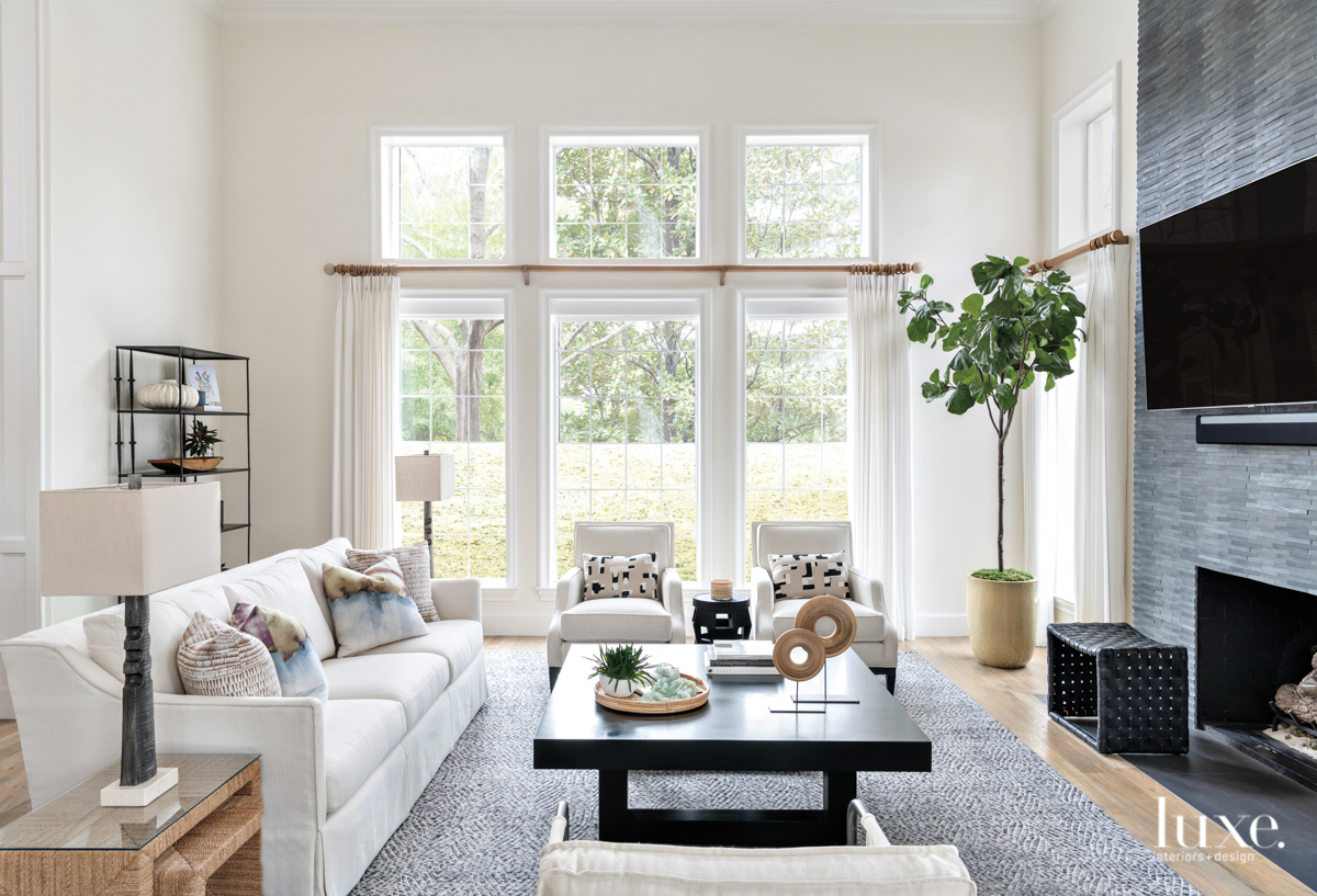 white living room with contrasting...