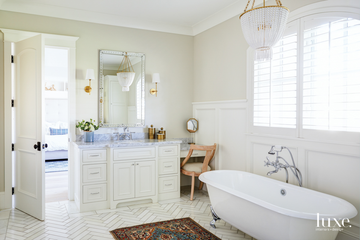 Glamour was the underlying theme in the master bathroom.