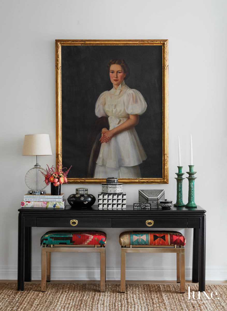 A portrait of Kaehler's grandmother in the living room.