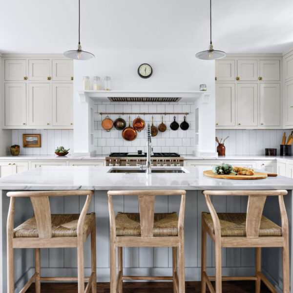 A Design Insta Crush Yields A Soulful Remodel Of A Nashville Home english country inspired white kitchen with wishbone counter stools