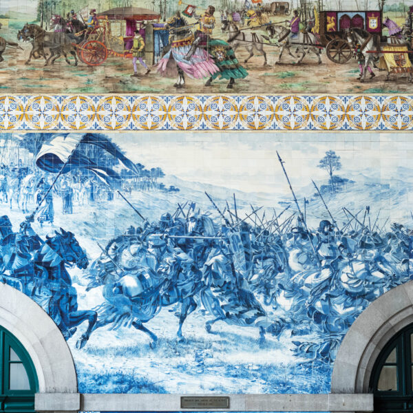 tile mural blue horses