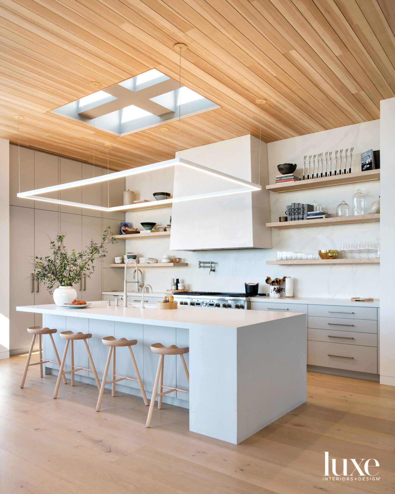 Kitchen with skylight above
