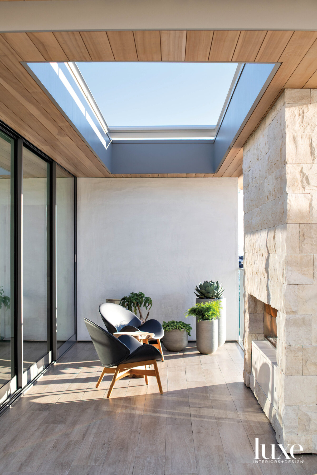 Terrace with skylight above and...
