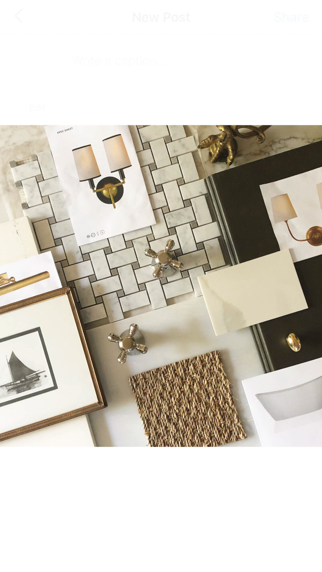swatches of tile samples and other accessories
