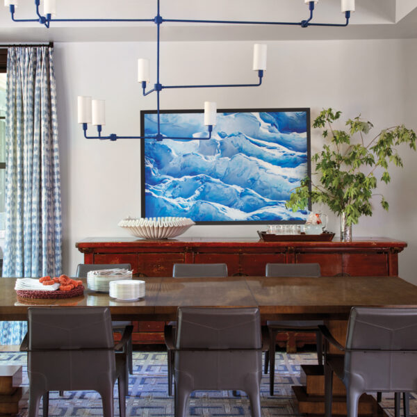 A Colorado Home Shines With A Refreshed Rugged Style Fitting For The Whole Family dining room with rope chandelier