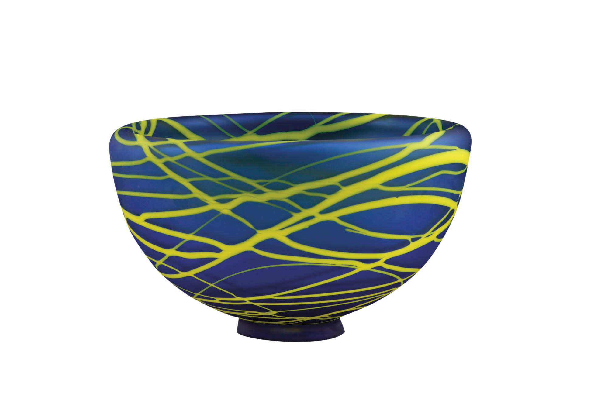 Blue and yellow glass bowl