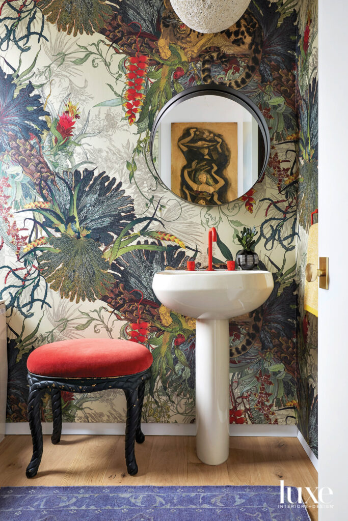Colorful Botanicals Make A Splash In This Jewel Box Bathroom - Luxe ...