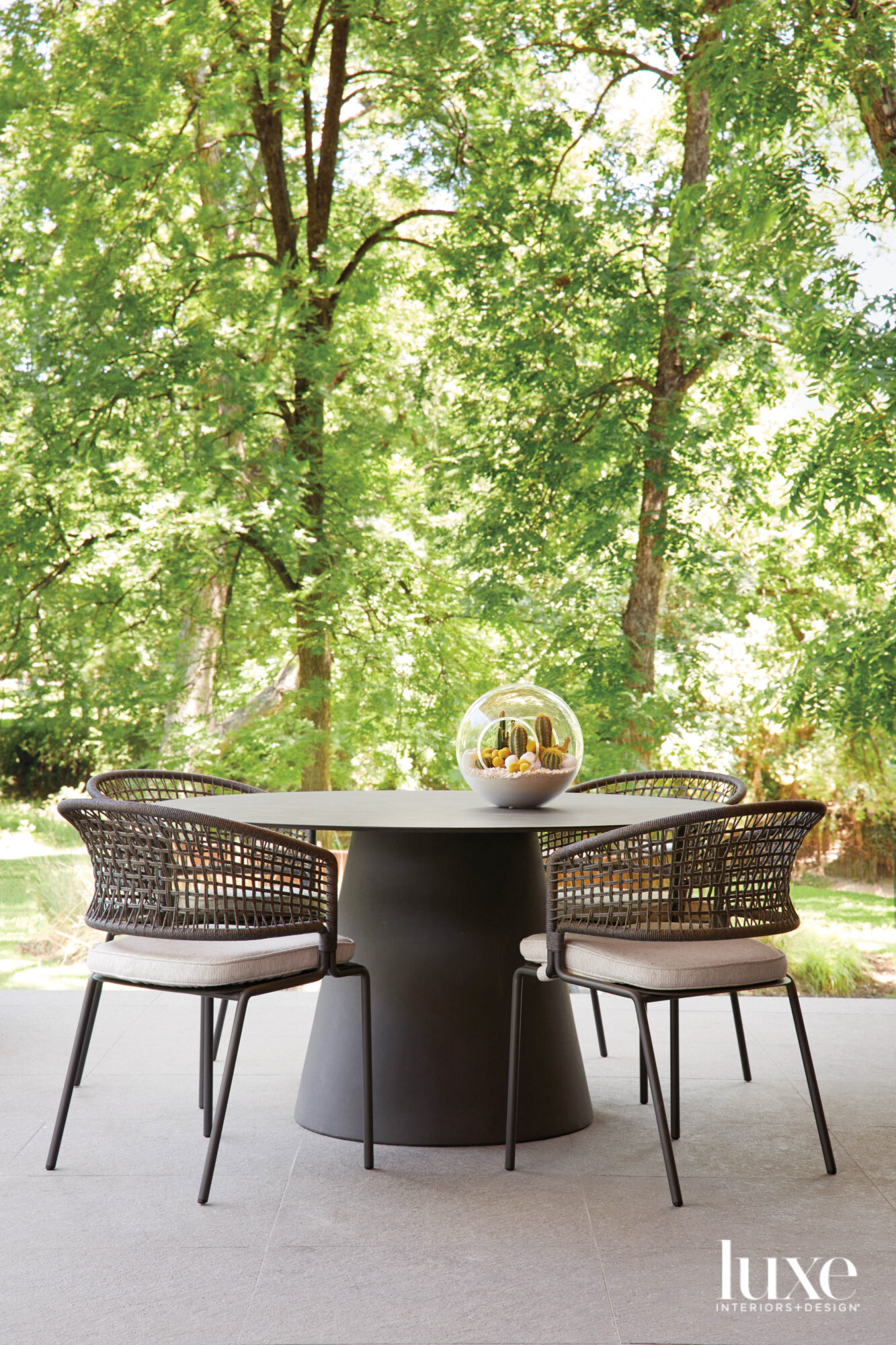 Outdoor dining table and chairs.