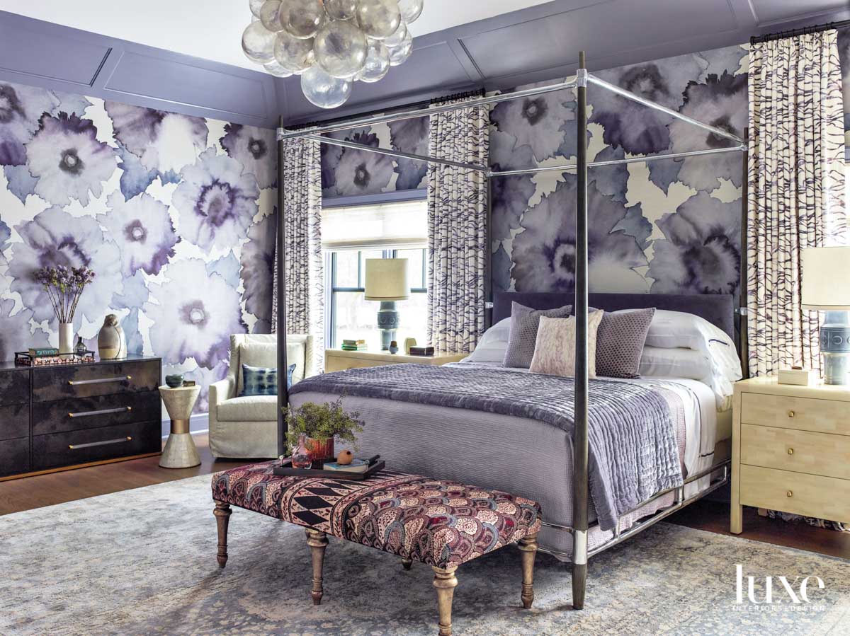 purple floral bedroom