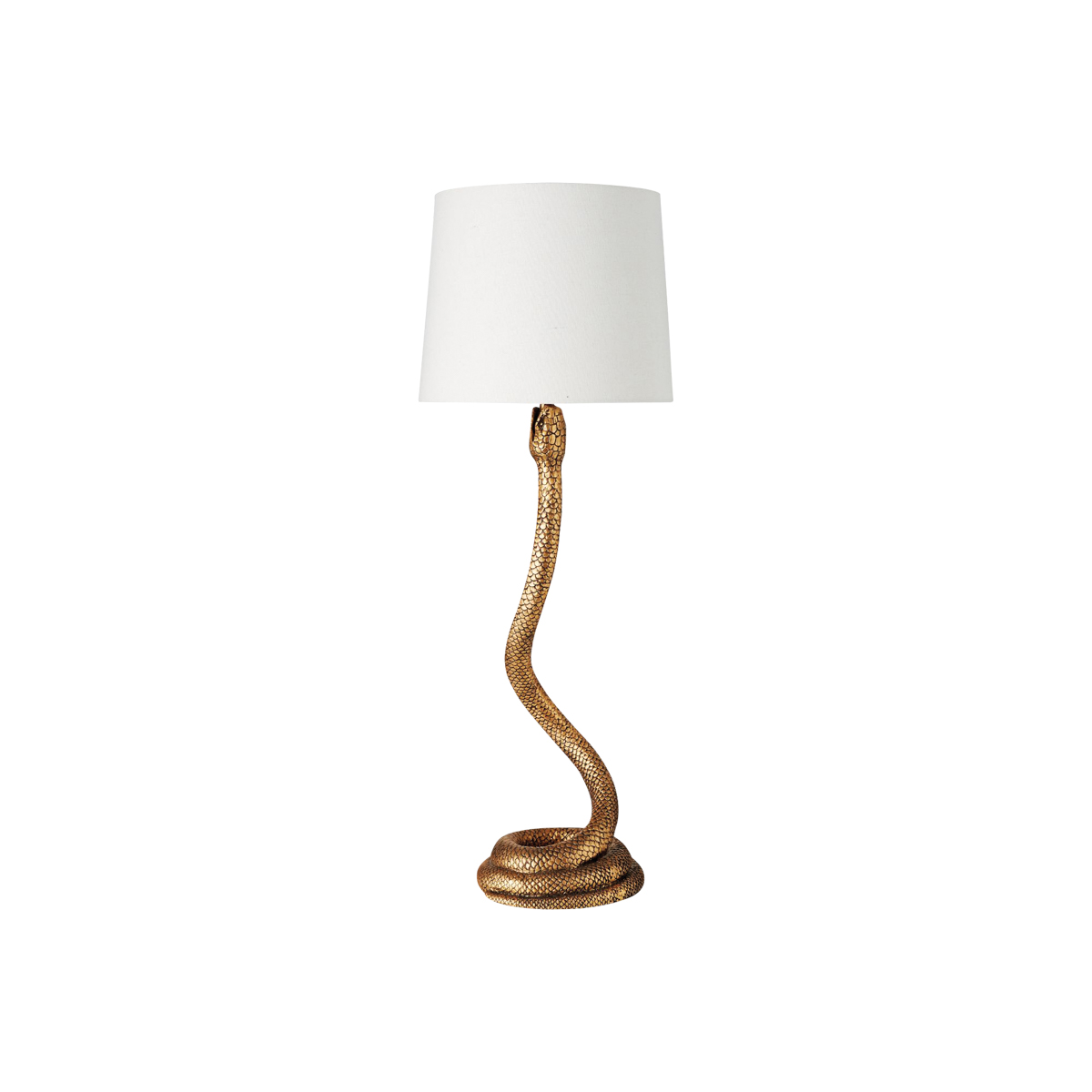 Lamp with snake-like base.