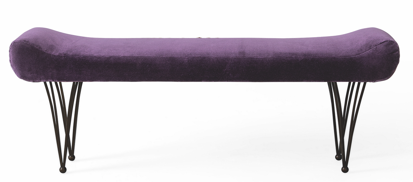 purple velvet bench is a hot seating trend