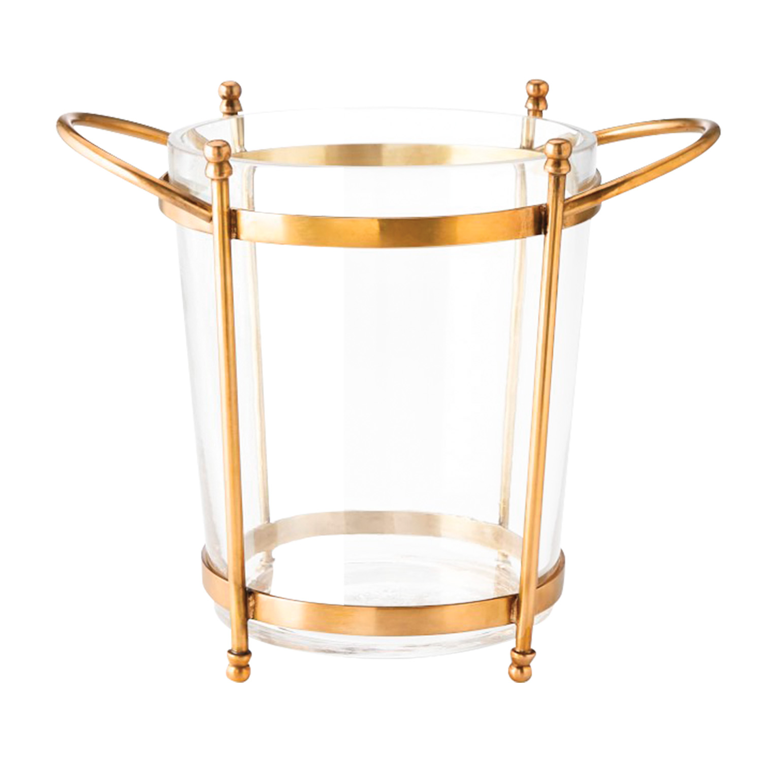antique brass and glass ice bucket