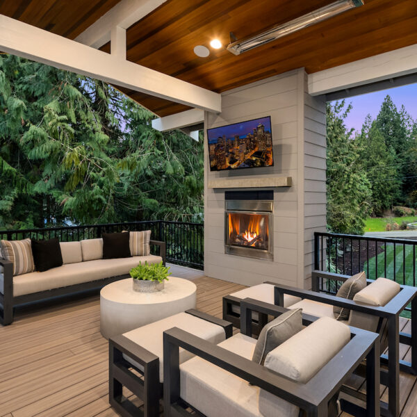Craftsman outdoor living space designed by MN Custom Homes.