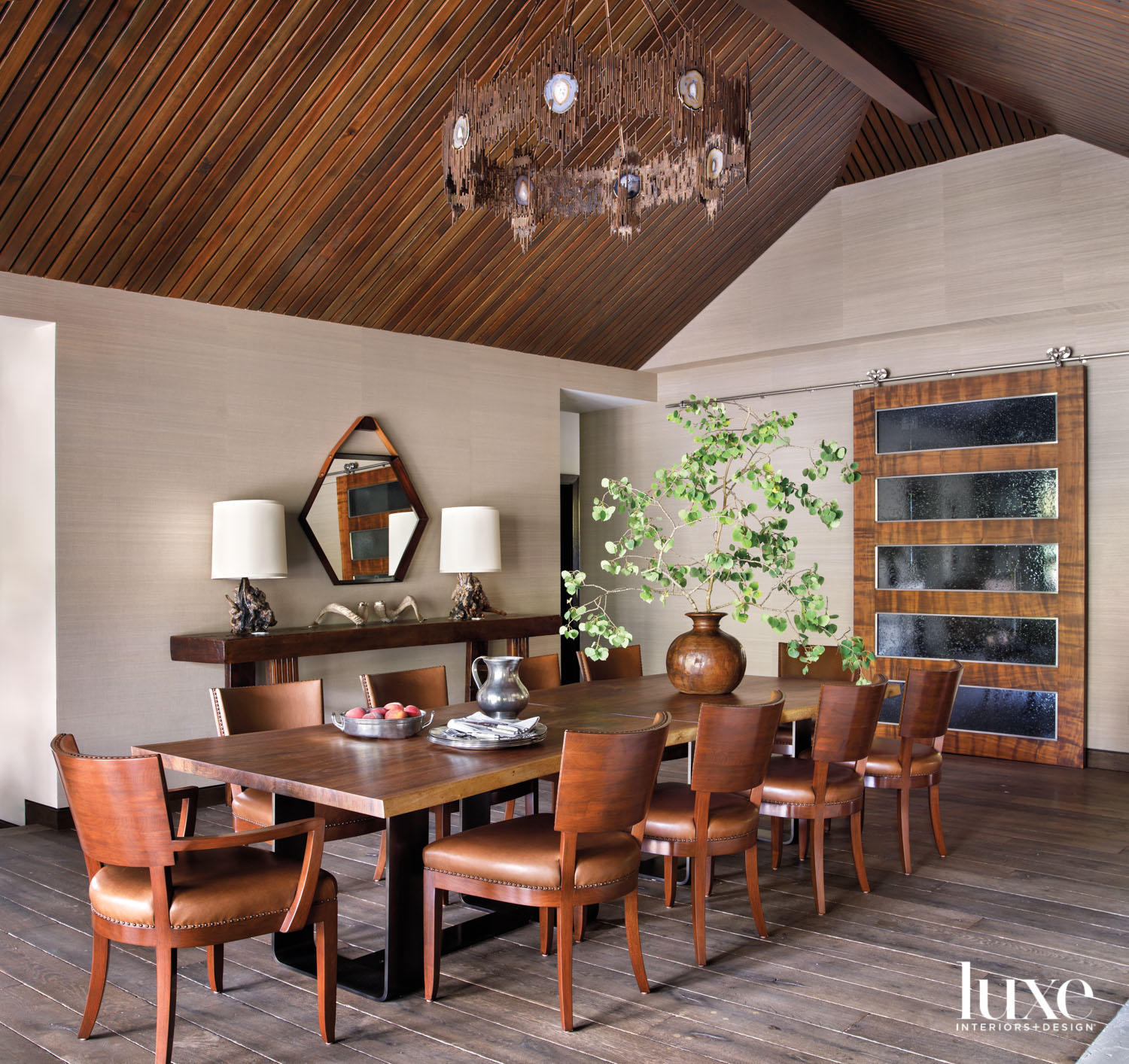 mountain-style dining room features elaborate...