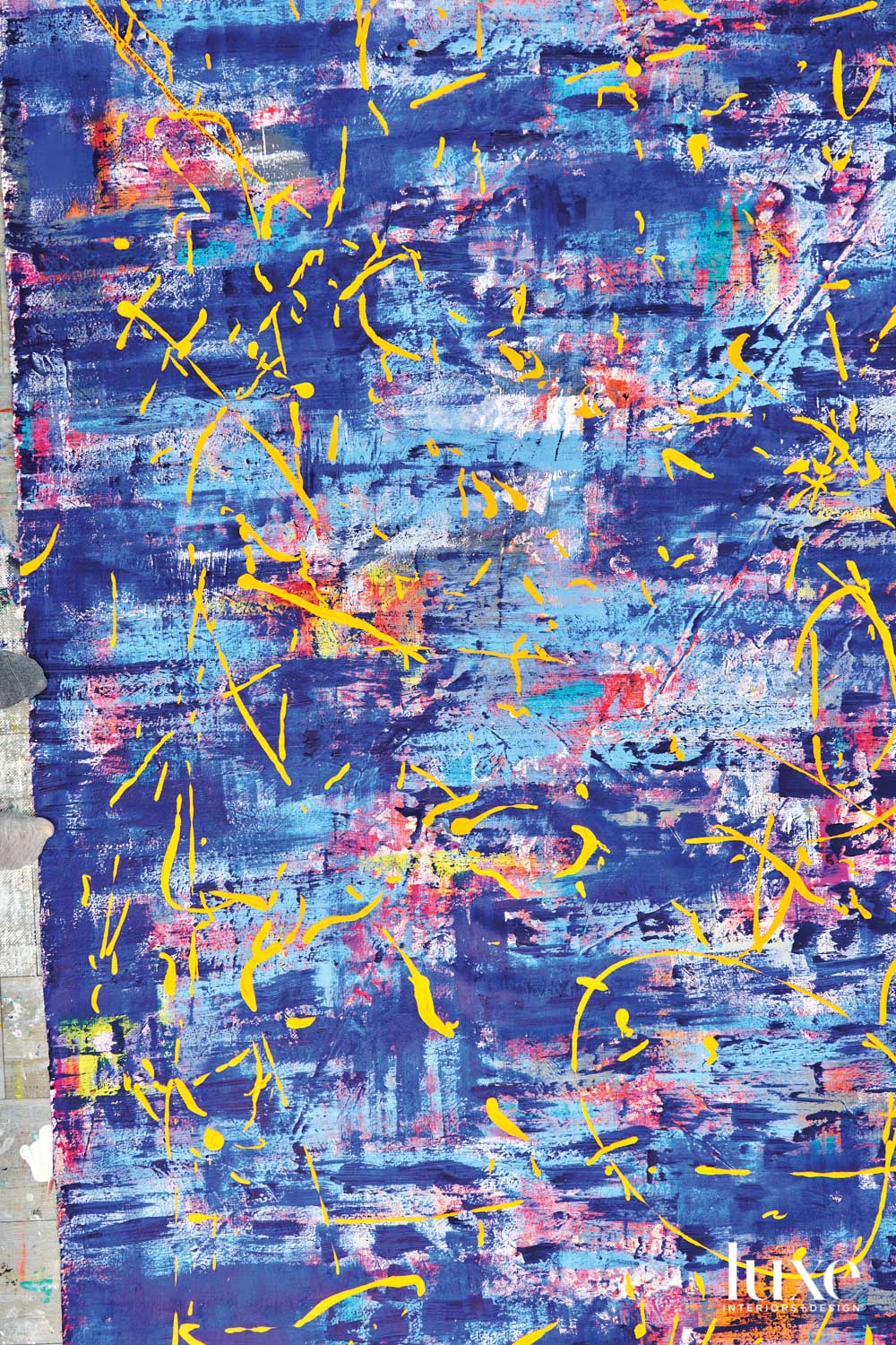 close-up of aidan marak work feature purples, blues and yellow