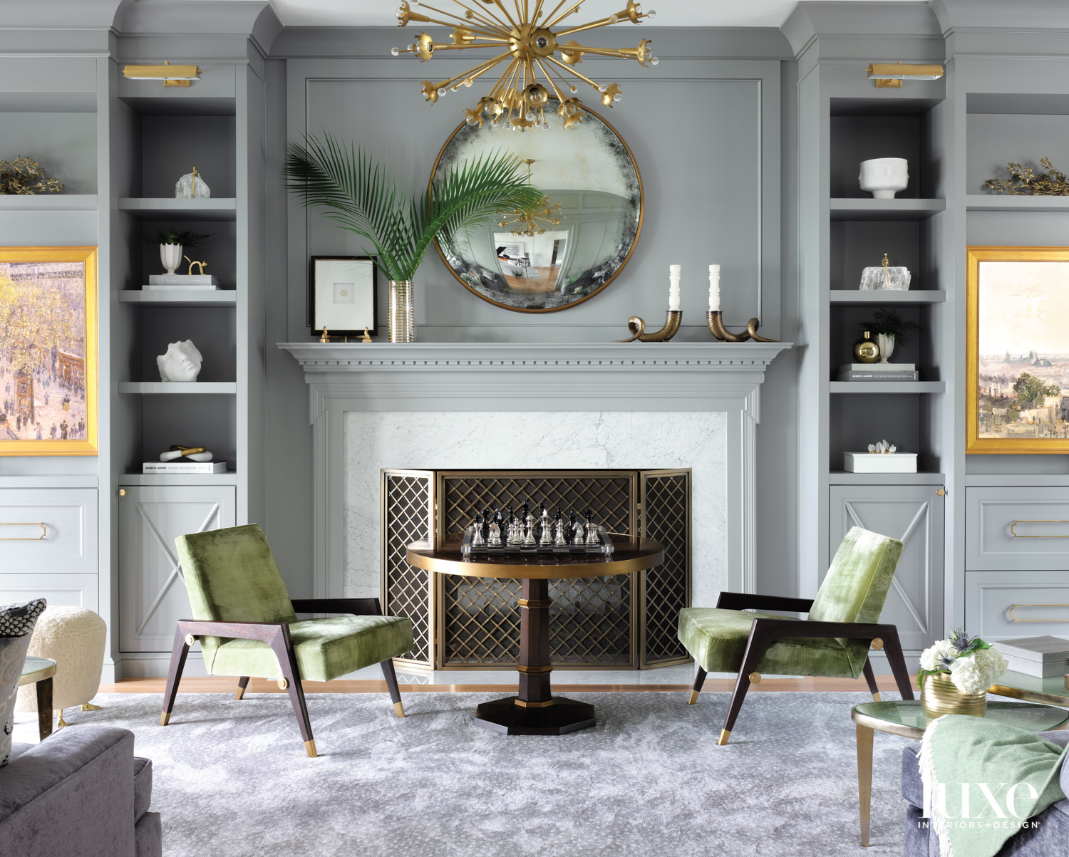 family room painted gray with...