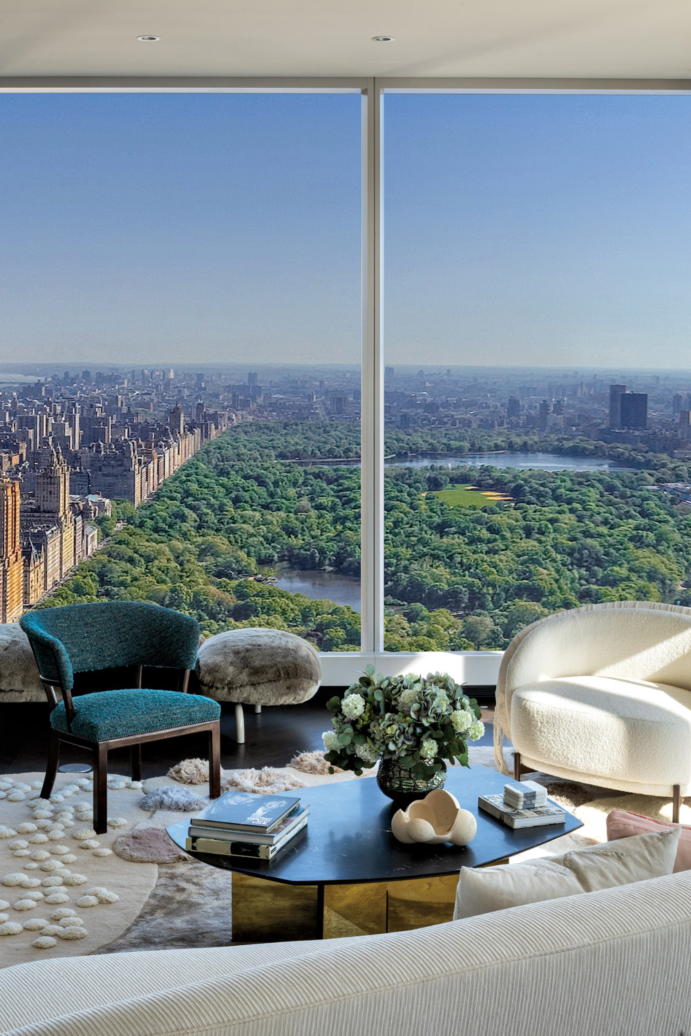 High-end living room overlooking Central Park