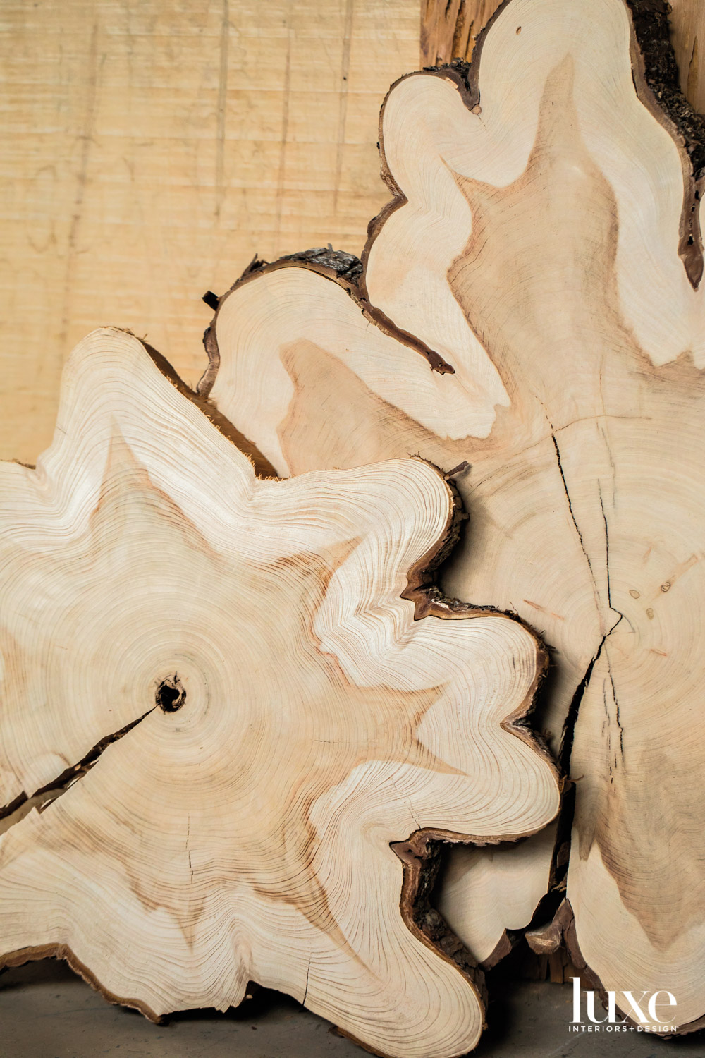 close-up of cypress slabs