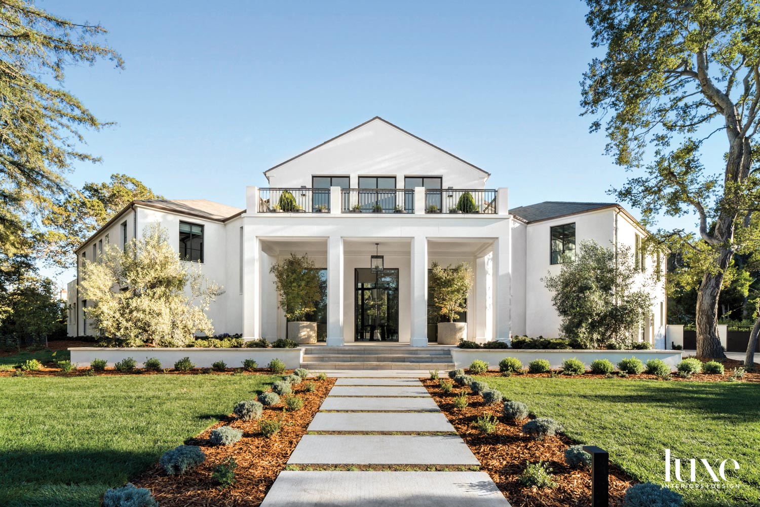 The exterior of this house is done in a classic white