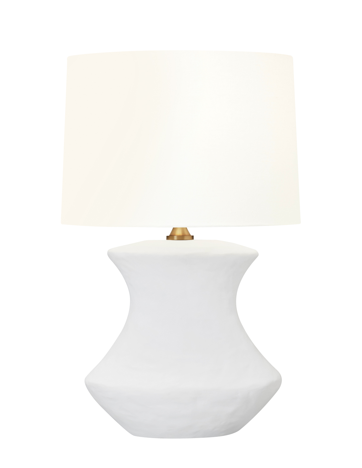Curvy white ceramic lamp on white backdrop