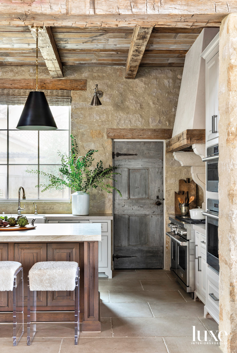 kitchen with rustic materials
