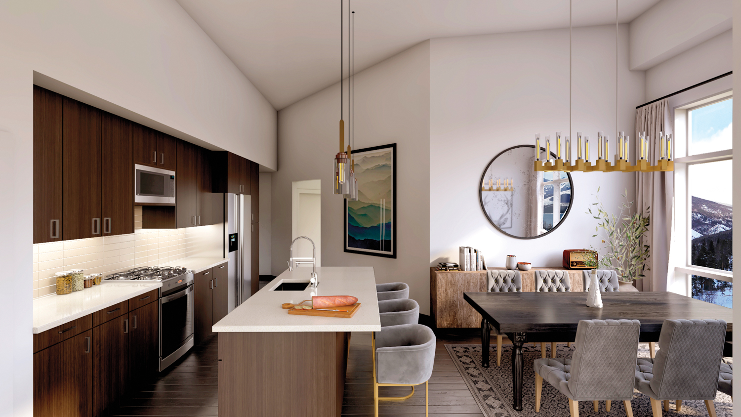 Rendering of kitchen in a condo residence