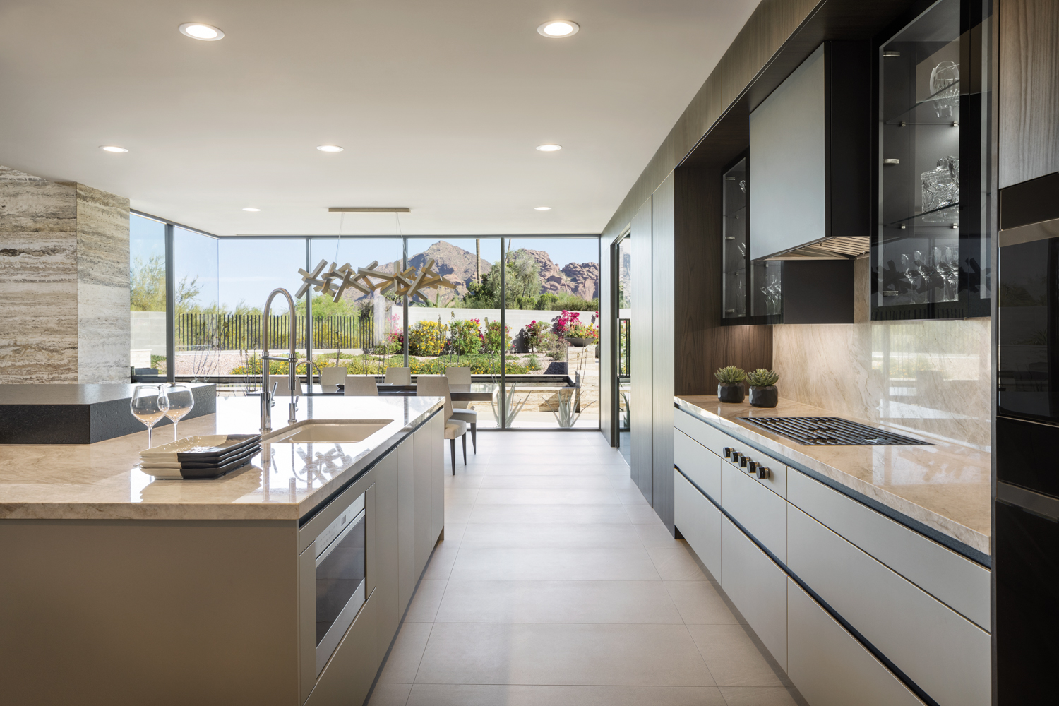 sleek modern neutral kitchen 