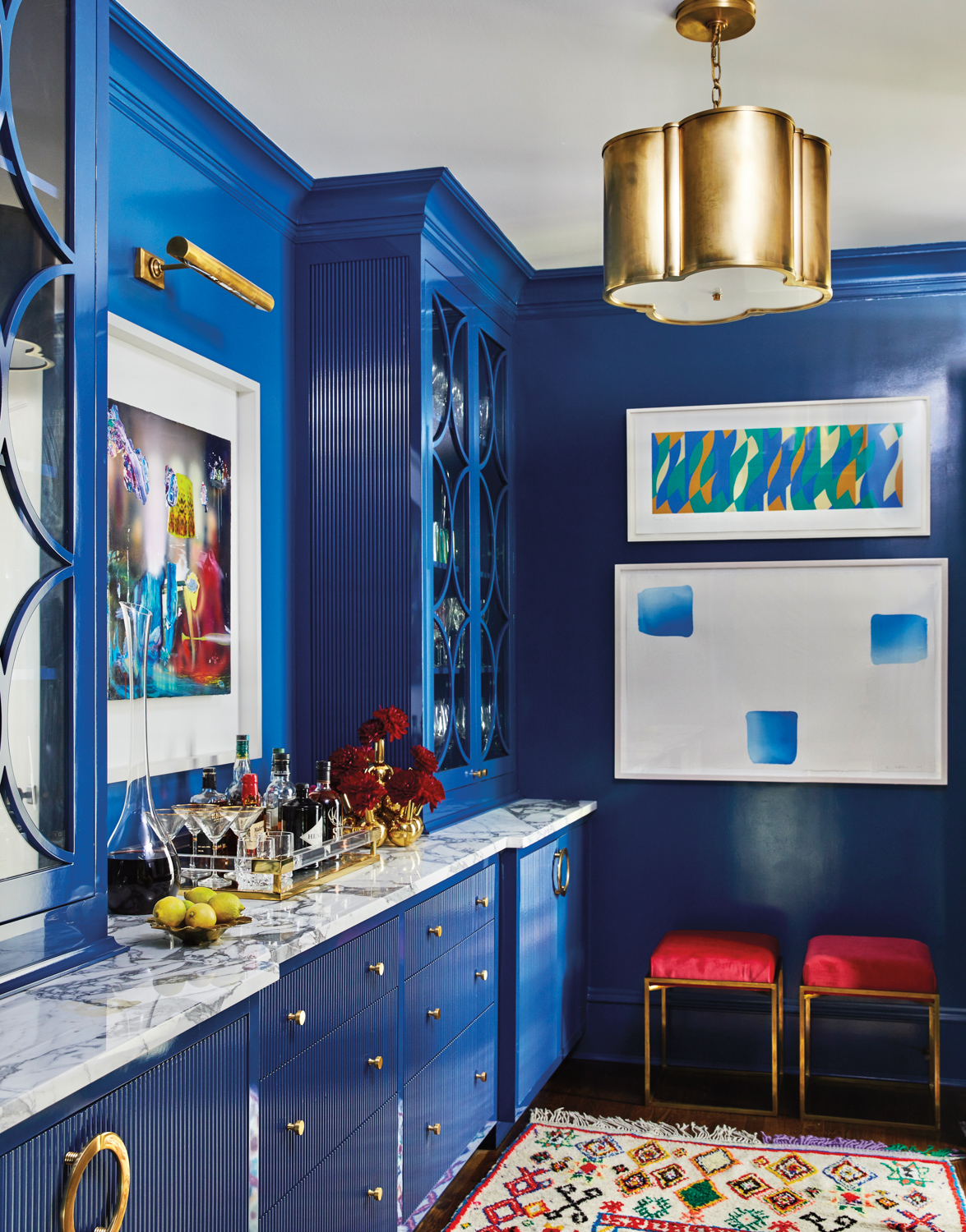 bright blue bathroom in benjamin moore new york state of mind