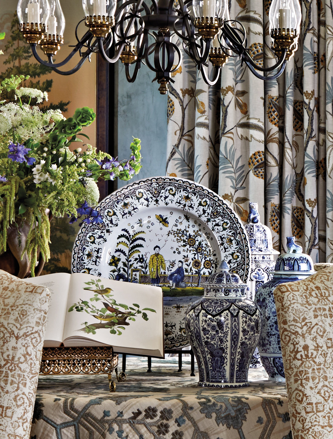 antiques and china in dining...