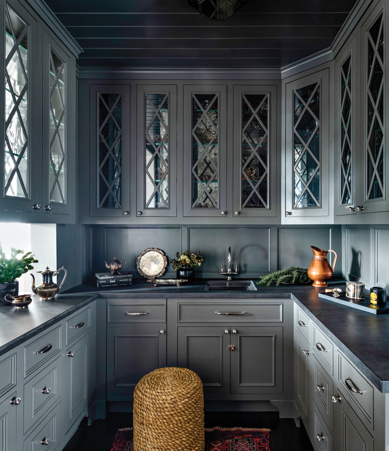 dark and moody kitchen with...