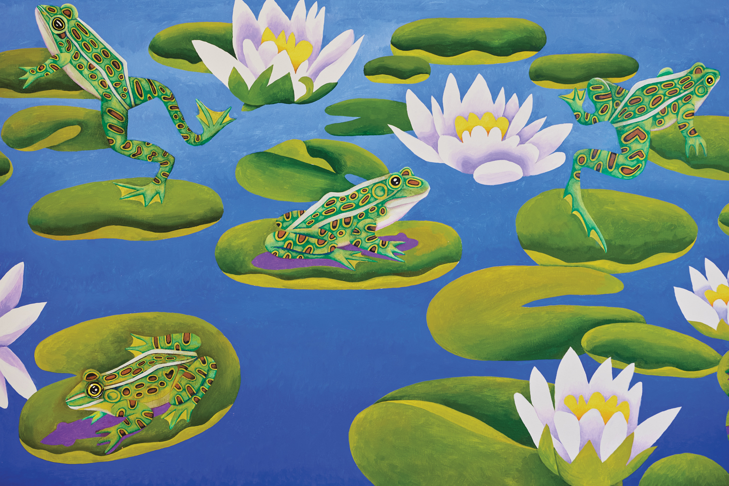 painting of a frog on a water lily pad