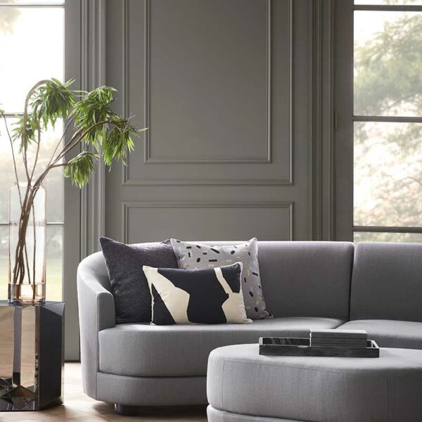 gray cloud couch in living room donghia