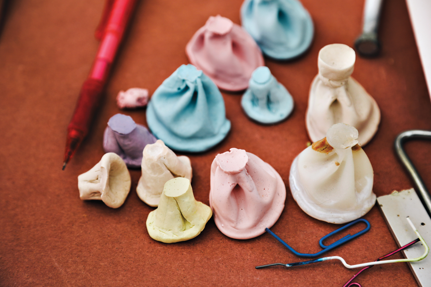cast balloon pieces in pastel colors
