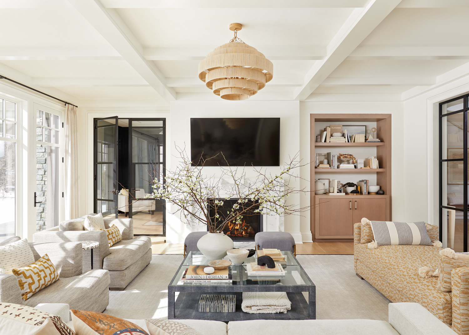 neutral living room with shagreen...