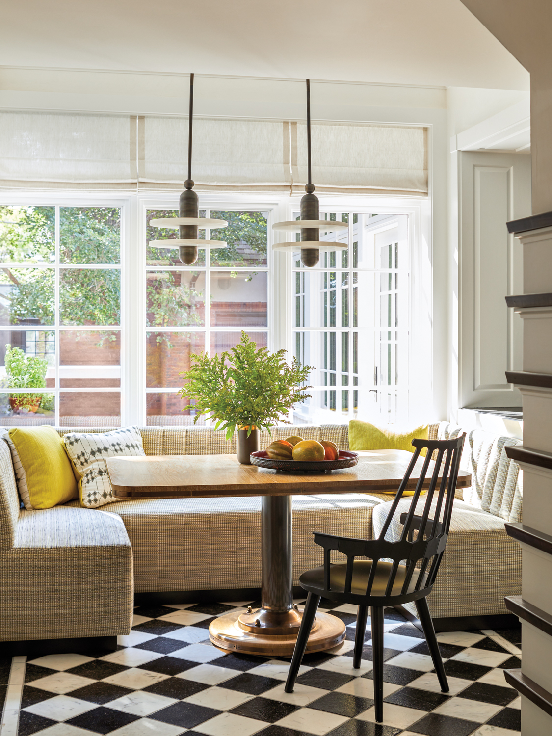 A breakfast nook with banquette...