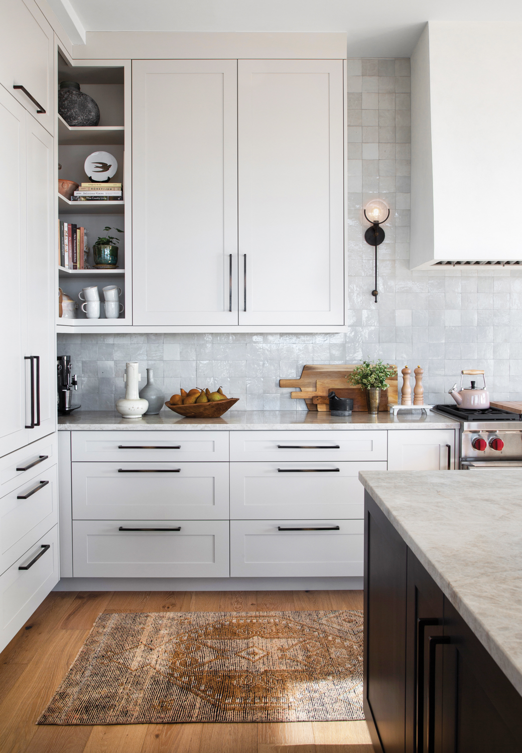 white and neutral kitchen with...