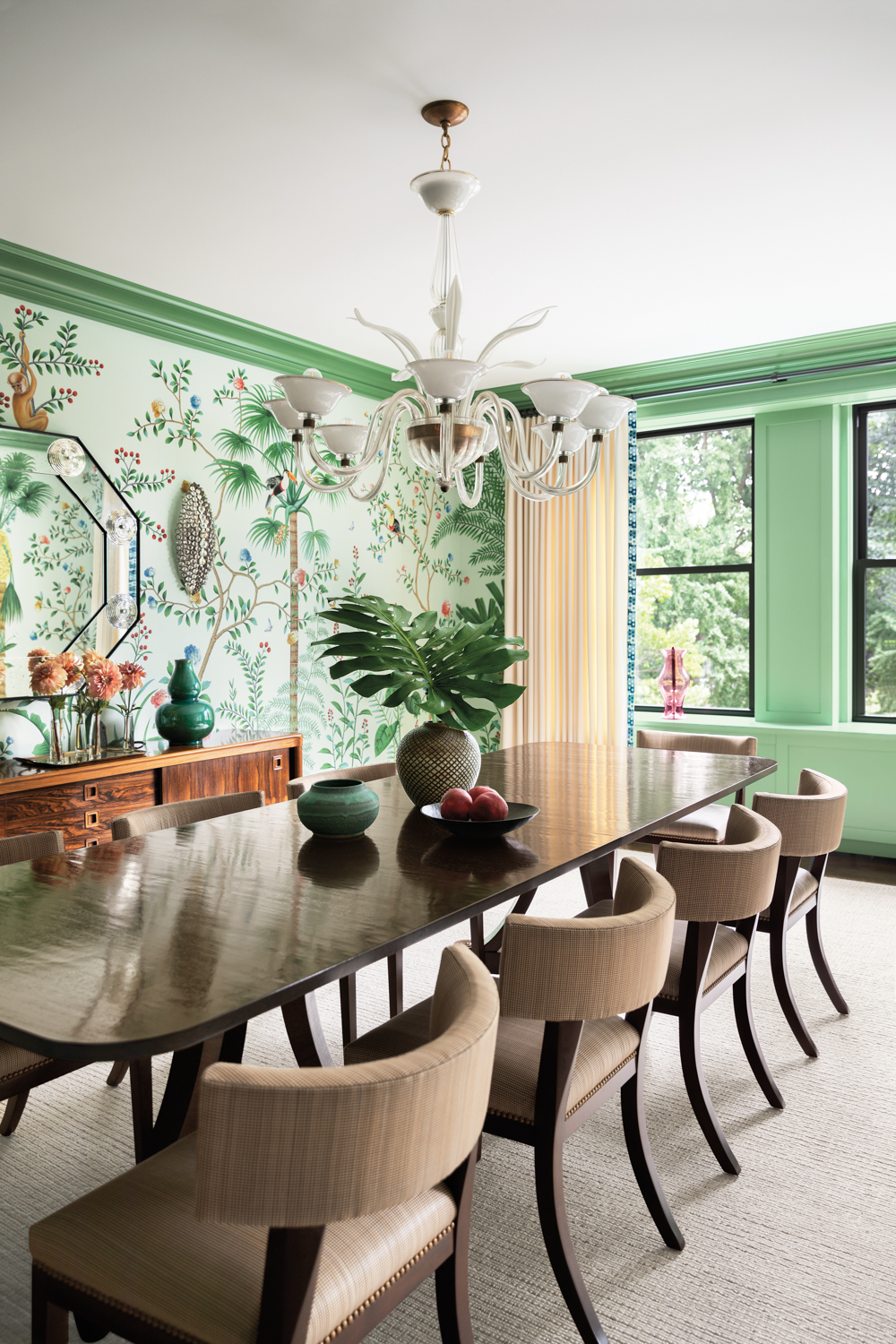 Green degournay dining room