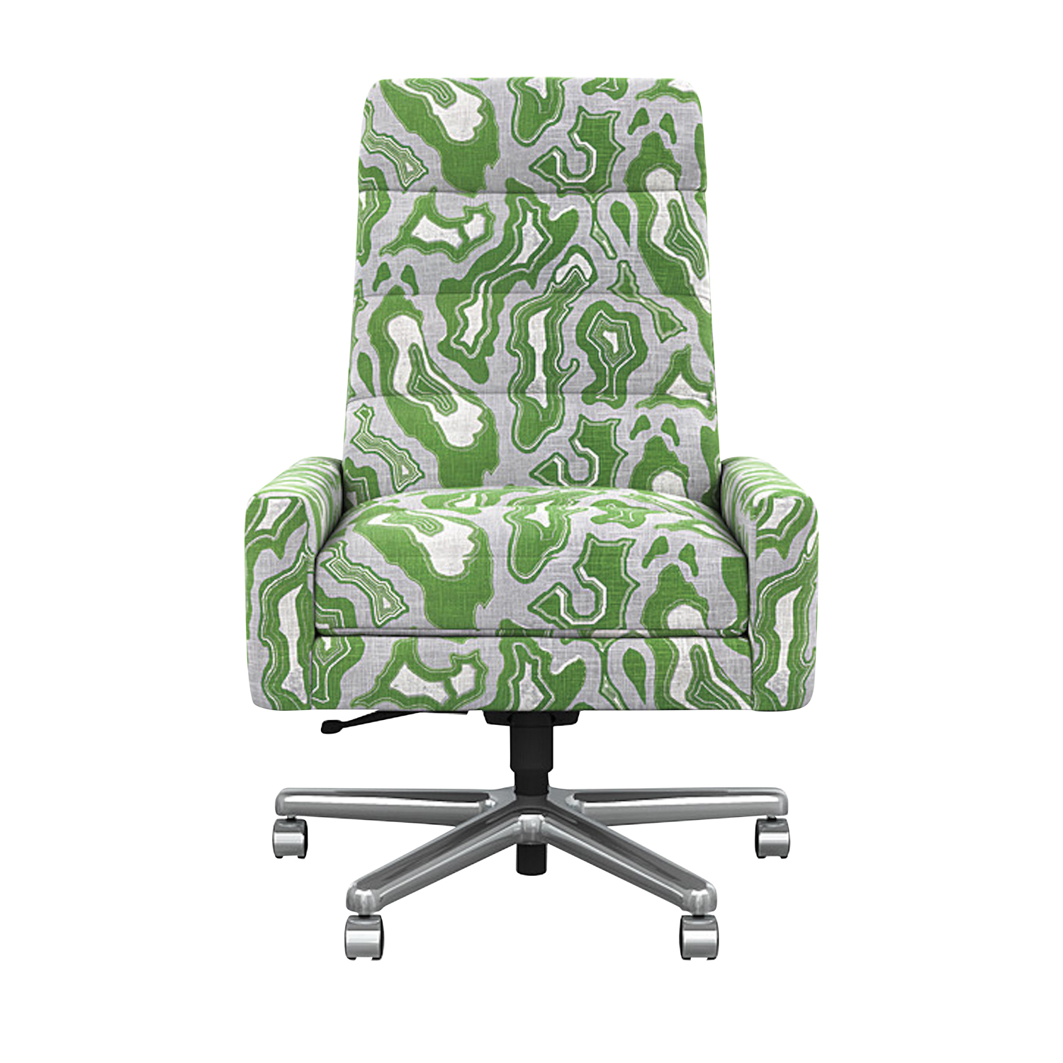 office task chair in a green geometric design