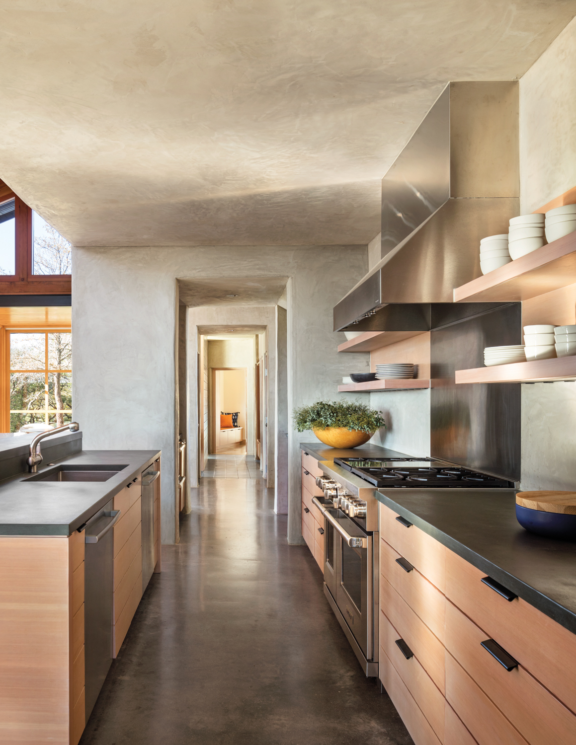 kitchen featuring stucco walls and...