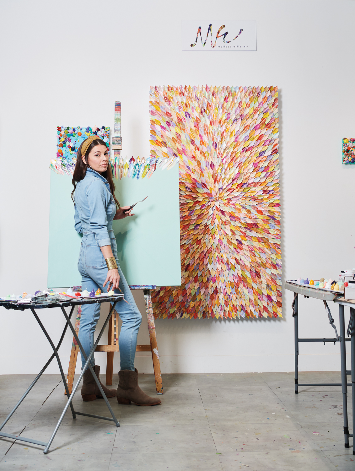 sculptural oil painter Melissa Ellis in her Dallas studio