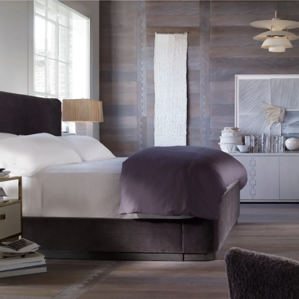 primary bedroom furniture in luxury home by Mathews Furniture Galleries showroom